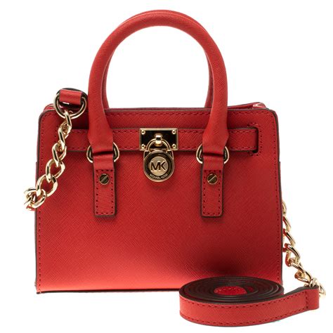 michael kors hamilton lock saffiano medium dark red crossbody bags|Women's Red Crossbody Bags .